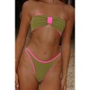 'Olive & Hot Pink' Scrunch Bandeau Bikini Top Olive & Hot Pink Extra Small - 3 of 4