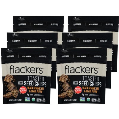 Flackers Black Sesame Seed & Black Pepper Seed Crisps - Case of 6/4.5 oz