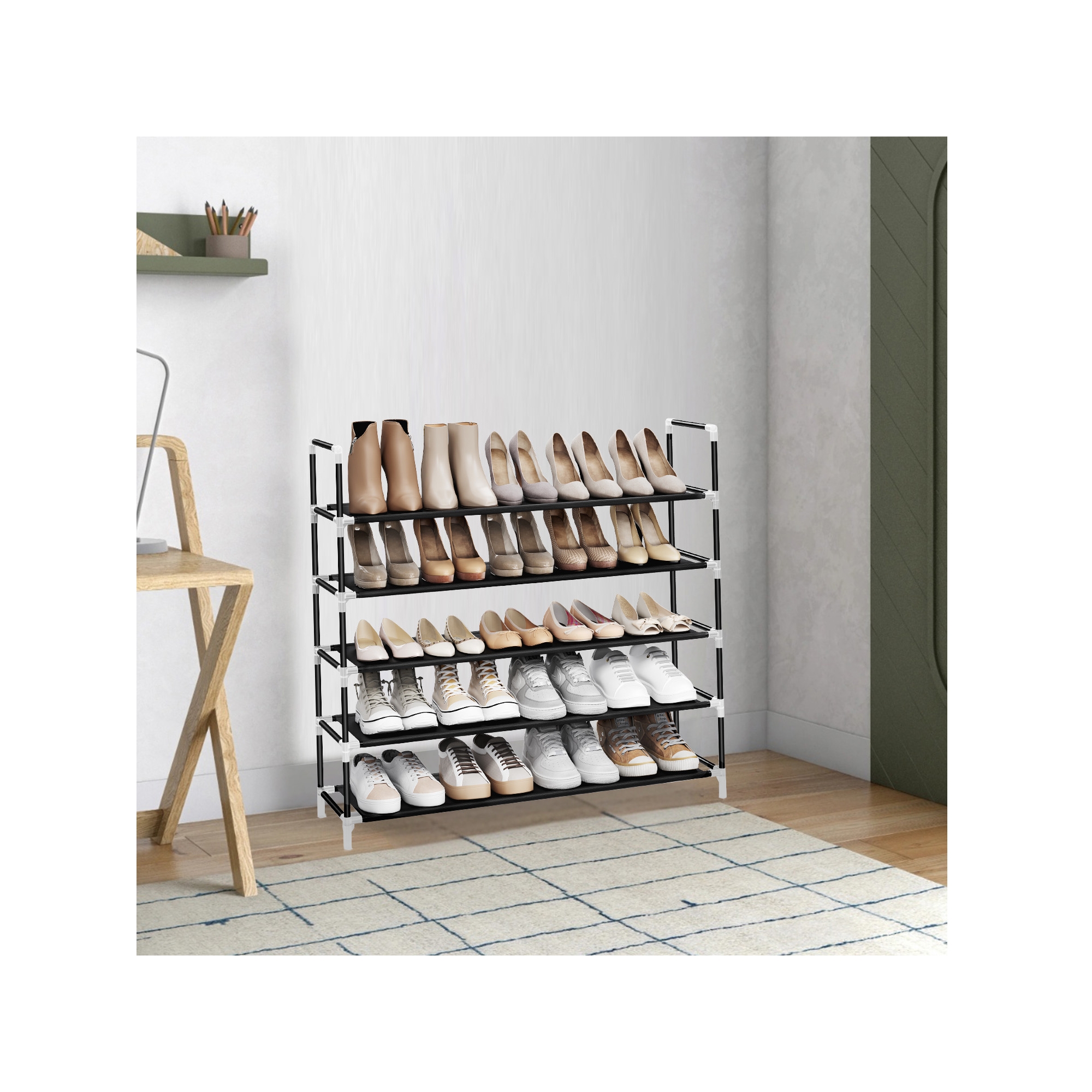 5-Tier Shoe Rack: Modern Design, Space-Saving, Easy Assembly - Perfect for Hallway Closets