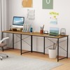 Tangkula L-Shaped Computer Desk with Power Outlets 95” Long 2-Person Desk with Monitor Shelf Modern Corner Desk Gaming Table with USB Ports Natural - 4 of 4