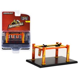 Adjustable Four-Post Lift "ArmorAll" Orange and Yellow "Four-Post Lifts" Series 4 1/64 Diecast Model by Greenlight - 1 of 3