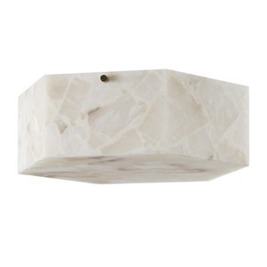 Iana 2 Light 14" Alabaster Semi-Flush Ceiling Light - FLU4116A - White/Brass - Safavieh - 1 of 4