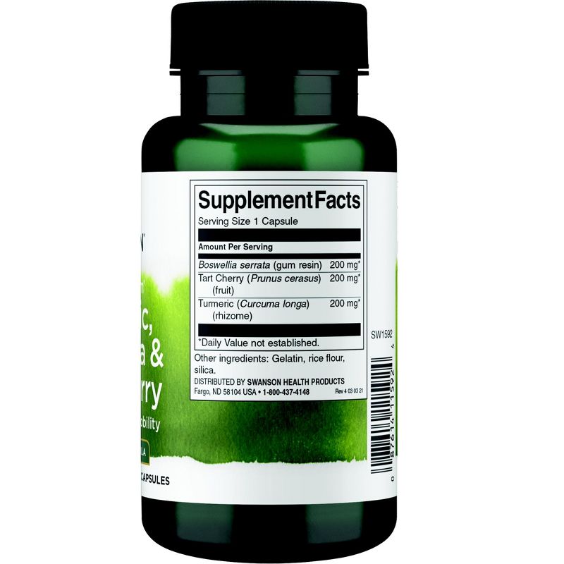 Swanson Herbal Supplements Full Spectrum Turmeric, Boswellia & Tart Cherry Capsule 60ct, 2 of 3
