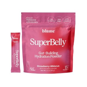 Blume SuperBelly Digestive Supplement Powder - Strawberry Hibiscus - 2.1oz/15ct - 1 of 4