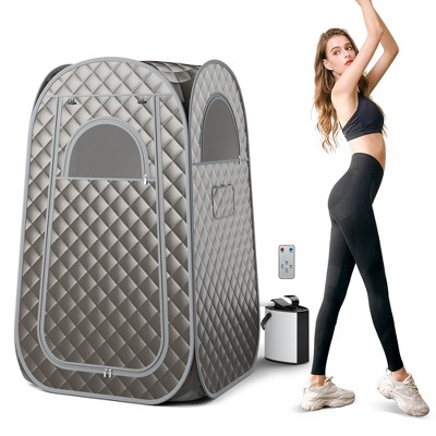 Tangkula Portable Home Sauna Full Body Steam Sauna Tent w/ 3L Steam Generator Gray