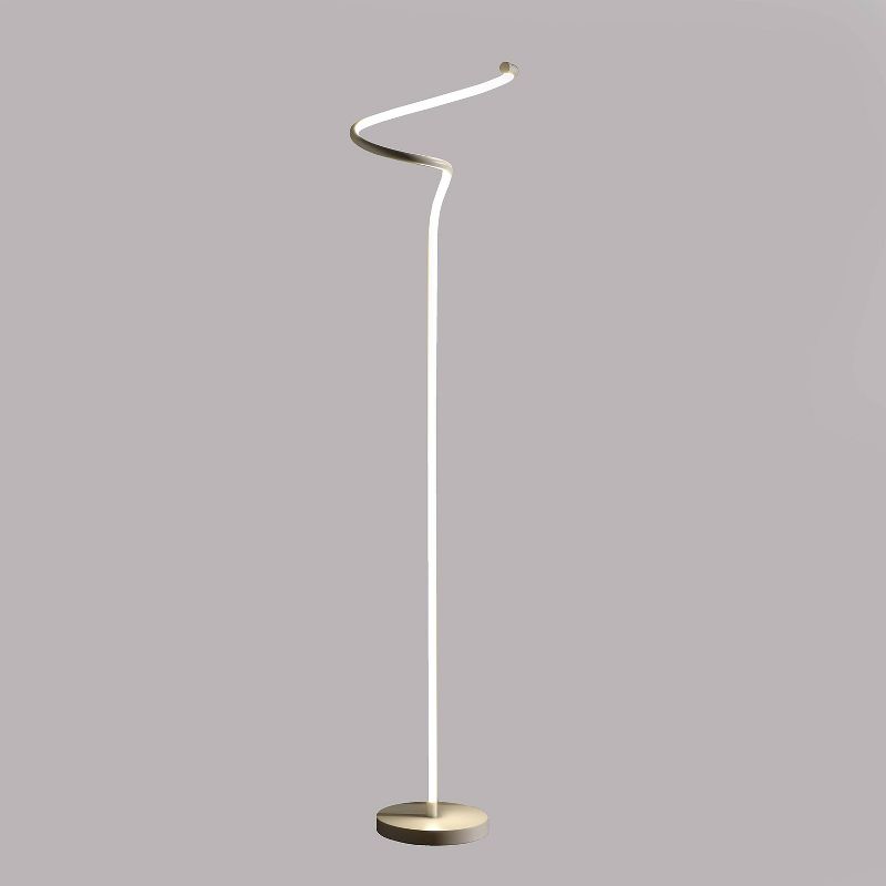 50.75&#34; Modern Metal Spiral Floor Lamp (Includes LED Light Bulb) Silver - Ore International, 3 of 8