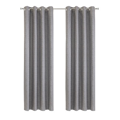 Thermaplus 100% Polyester Mason Lightweight Texture Printed Blackout Grommet Curtain Panel Grey