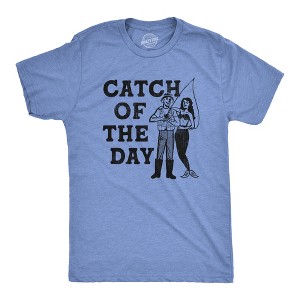 Mens Catch Of The Day T Shirt Funny Fishing Lovers Mermaid Joke Tee For Guys - Crazy Dog Men's T Shirt - 1 of 4