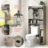 Over The Toilet Storage Cabinet with Sliding Door & Toilet Paper Holder Stand - 3 of 4