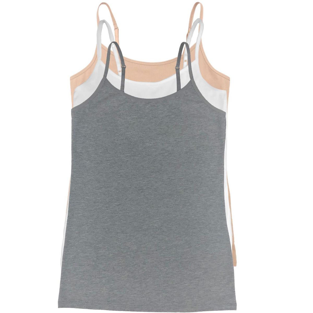 Felina Womens Cotton Modal Camisole, Adjustable Cotton Tank Top 3-Pack (Nude White Grey, Medium)