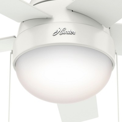 46" Fresh White and Natural Wood Ceiling Fan with LED Light