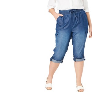 Woman Within Petite Convertible Length Cargo Capri/Bermuda - 1 of 4