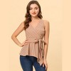 Allegra K Women's Sleeveless V Neck Tie Waist Asymmetric Hem Wrap Peplump Tops - 3 of 4