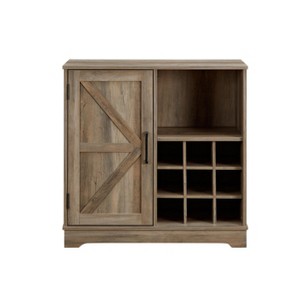 Vynxaria Bar Cabinet with Wine Rack & Barn Door - Buffet Sideboard with Drawer & Adjustable Shelves for Living Room & Dining Room - 1 of 4