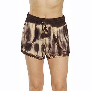 Riviera Sun Women's Tie-Dye Boho Shorts – Lightweight Rayon Summer Lounge Shorts with Crochet Trim and Drawstring Waist - 1 of 1