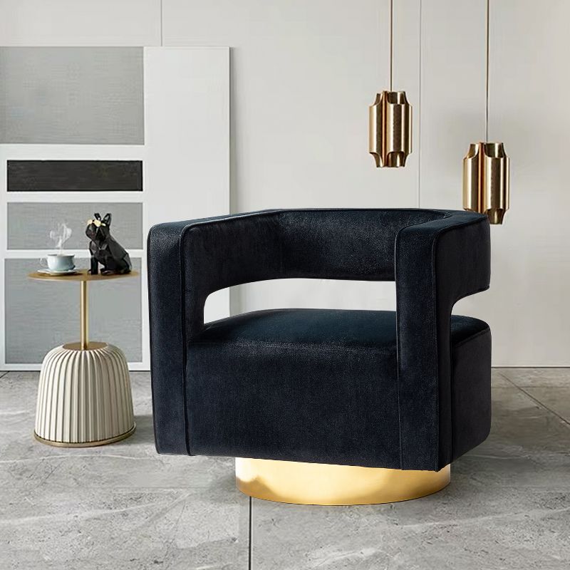 Velvet Edise Swivel Barrel Chair Living Room Accent Chair with Metal Base  | Karat Home, 1 of 11
