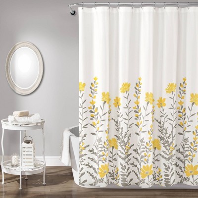 Photo 1 of Aprile Shower Curtain Yellow/Gray - Lush Dcor