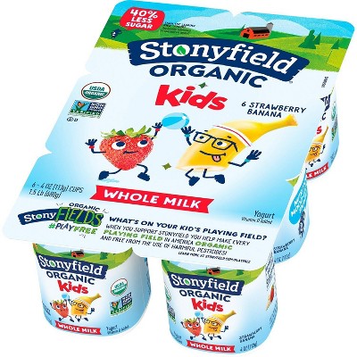 Stonyfield Organic Kids&#39; Strawberry Banana Whole Milk Yogurt - 6ct/4oz Cups