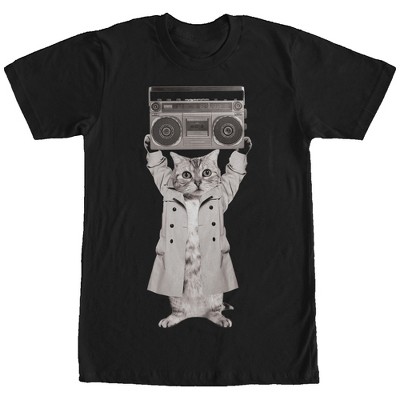 Men's Lost Gods Trench Coat Boombox Cat T-Shirt