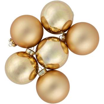 Northlight 6pc Shiny and Matte Glass Ball Christmas Ornament Set 3.25" - Champagne Gold
