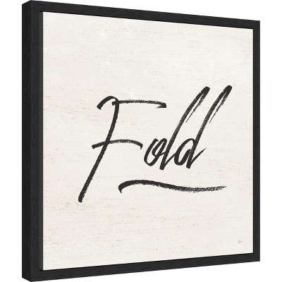 Fold Script Black and White Canvas Wall Art with Floater Frame