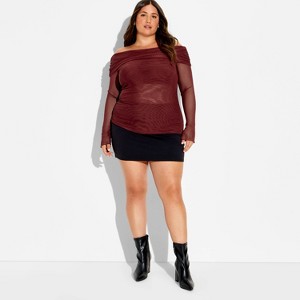 Women's Long Sleeve Off the Shoulder Party T-Shirt - Wild Fable™ - 1 of 3