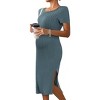 Ekouaer Maternity Dress Rib Knit Short Sleeve Bodycon Dresses Casual Stretchy Pregnancy Clothes - 2 of 3