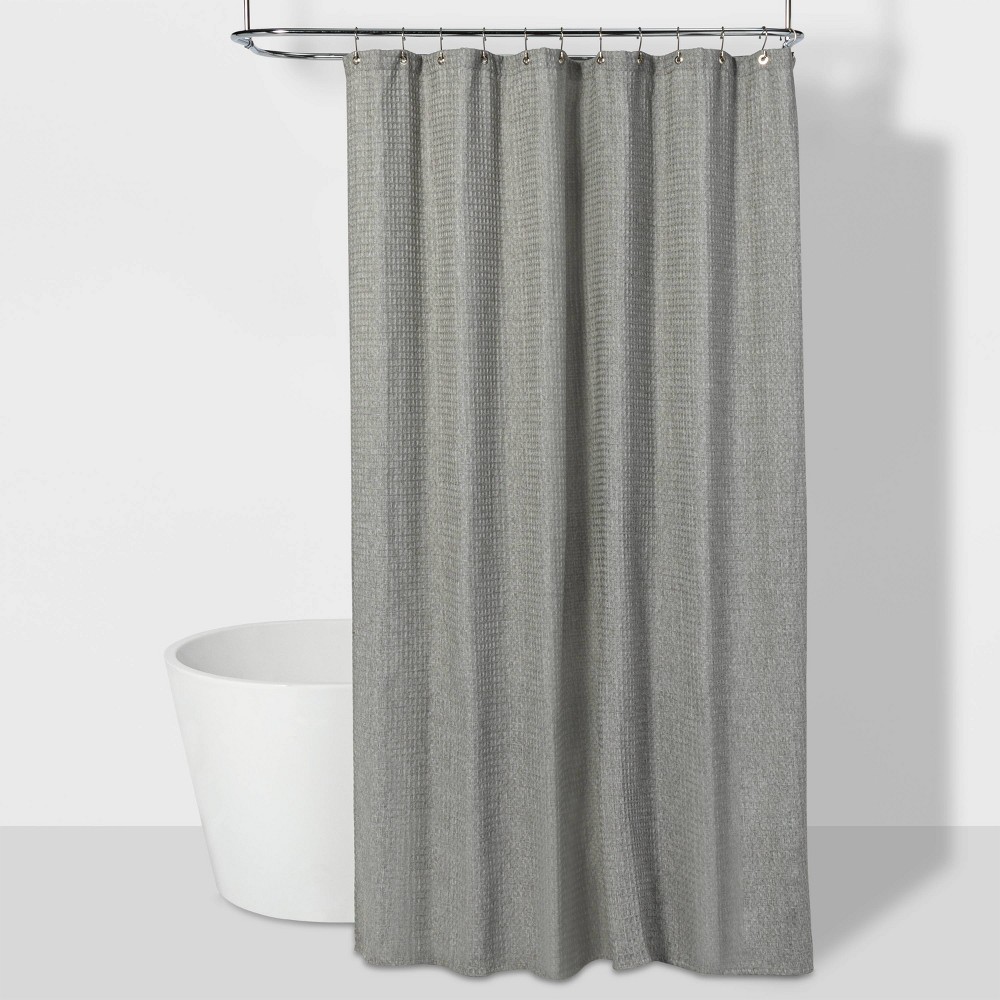 Photos - Shower Curtain 72"x72" Waffle Weave  Gray - Threshold™