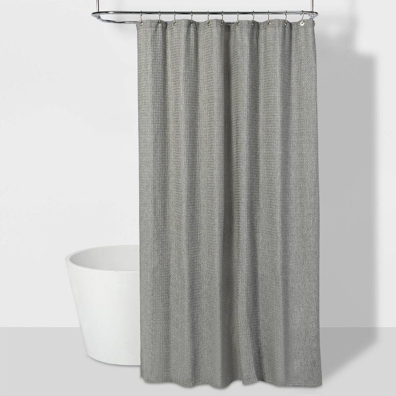 Waffle Weave Shower Curtain - Threshold™, 1 of 5