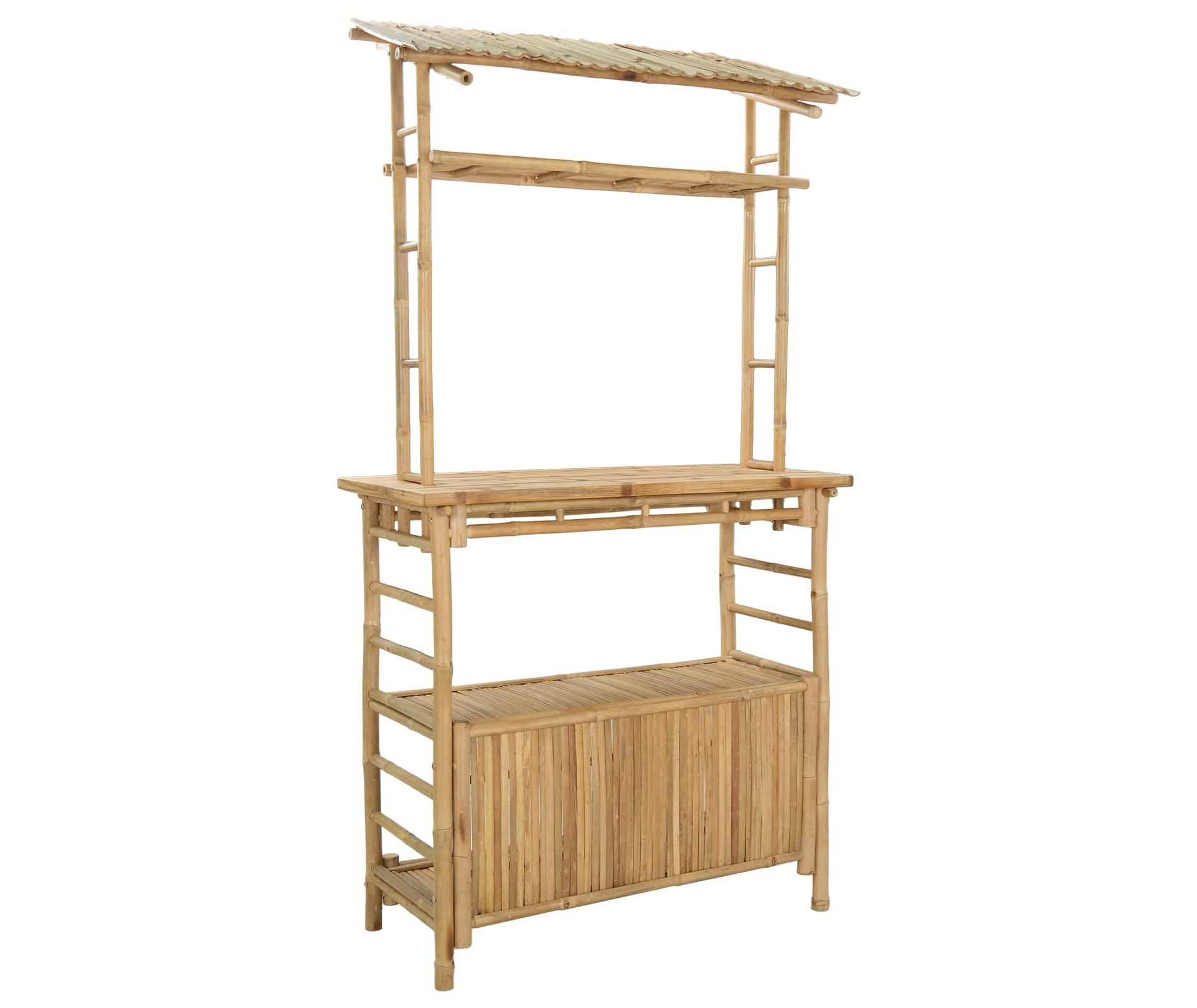 vidaXL Outdoor Bar Table with Storage Natural 110 x 50 x 210 cm Bamboo