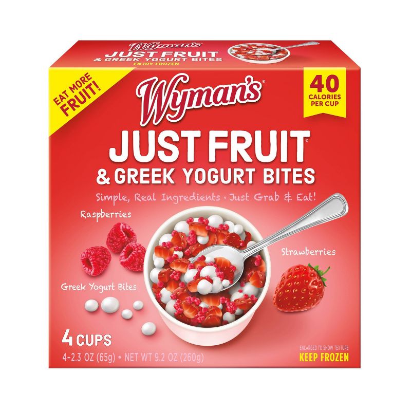 Wyman&#39;s Just Fruit Frozen Raspberries &#38; Strawberries with Greek Yogurt Bites - 4ct/9.2oz, 1 of 9