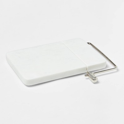 White Marble and Wire Cheese Slicer Serving Board - World Market