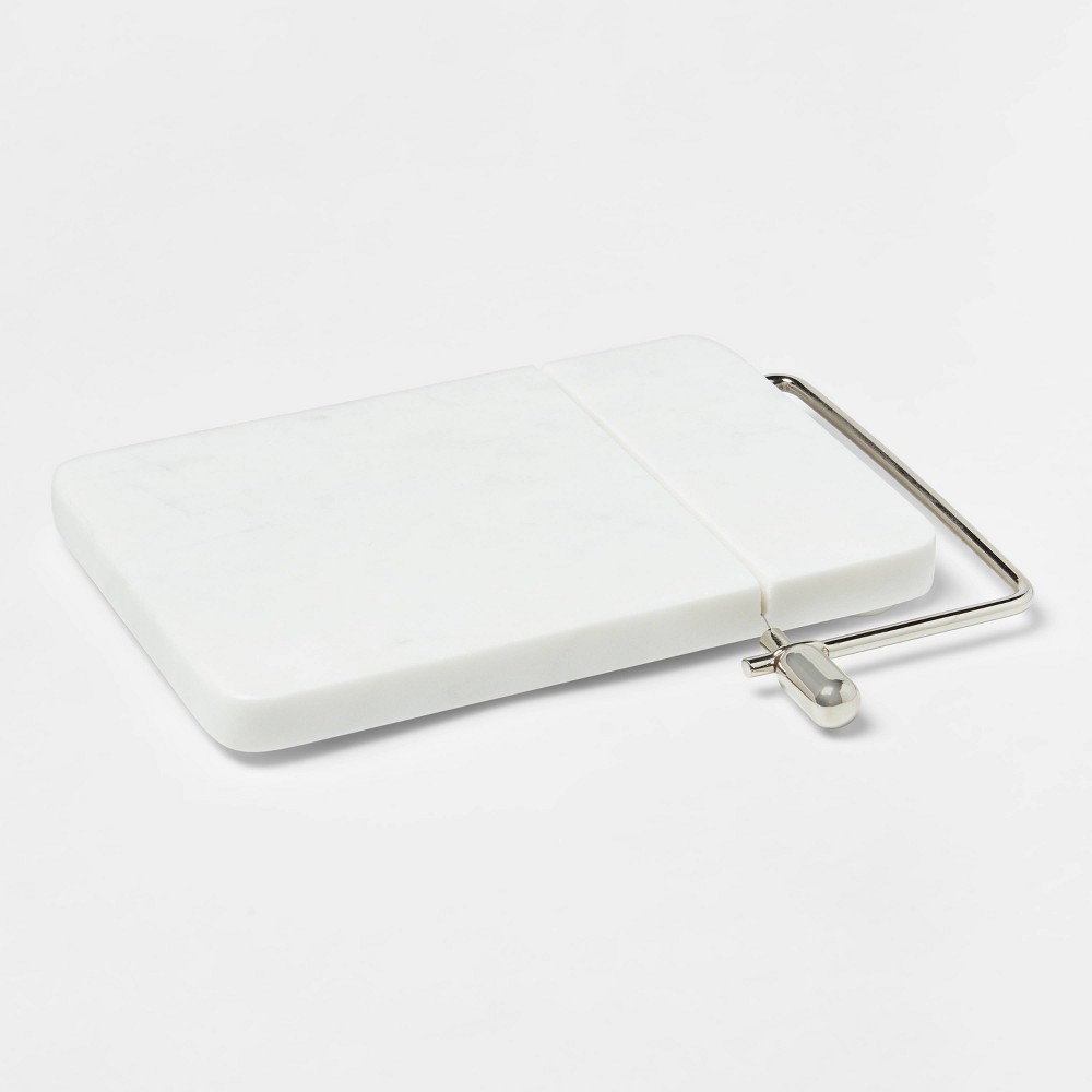 Photos - Chopping Board / Coaster 9" x 6" Marble Cheese Slicer Cutting Board White - Threshold™