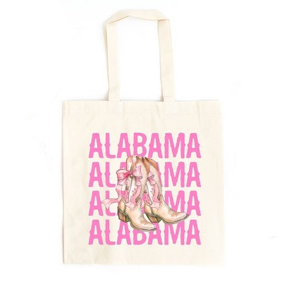 City Creek Prints Coquette Alabama Cowgirl Boots Canvas Tote Bag - 15x16 - Natural