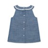 Hope & Henry Girls' Organic Sleeveless Ruffle Collar Chambray Button Back Top , Infant - 3 of 4