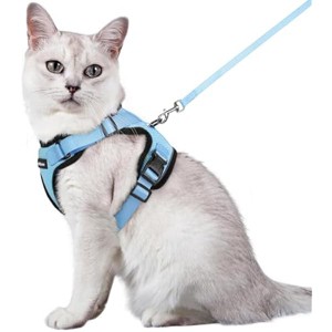 rabbitgoo Cat Harness and Leash for Walking, Escape Proof Soft Adjustable Vest Harnesses for Cats, Easy Control Breathable , Light Blue,M - 1 of 1