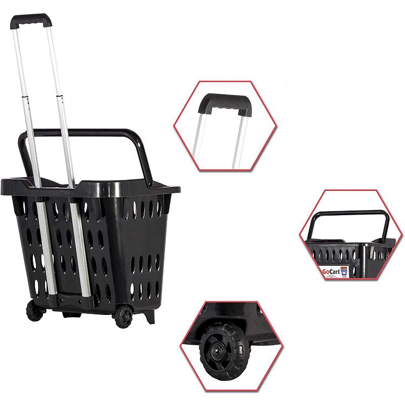 dbest products GoCart, Grocery Cart Shopping Laundry Basket on Wheels, 2 of 6