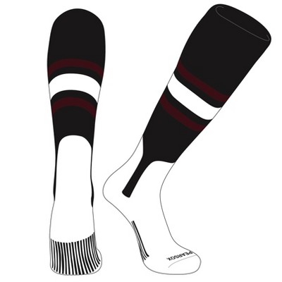 PEAR SOX OTC Baseball Softball Stirrup Socks (B, 7in) Black, Maroon, White (XL)
