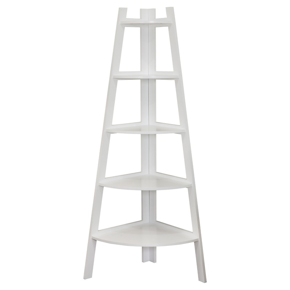 Photos - Wall Shelf 63" x 26.5" Five-Tier Pyramid Corner Ladder Shelf White - Danya B.