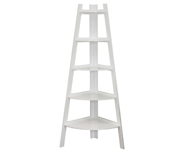 63" x 26.5" Five Tier Corner Ladder Shelf White - Danya B.