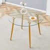 FURNIinspire Dining Tables Modern Round Glass Table with Gold Metal Legs for Dining Room Kitchen and Living Room, Gold, 42"*42"*30" - 4 of 4