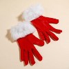 Christmas Day Gala Performance Gloves Short Blind Velvet Wool Warm Gloves(Red) - 2 of 4