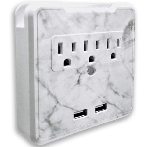 Kelvin Glamsockets -  Decorative Wall Mount Surge Protector with 3 Outlets, Dual USB Charging Ports and Phone Holder - USB Charging Center - 1 of 4