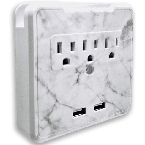 Kelvin Glamsockets -  Decorative Wall Mount Surge Protector with 3 Outlets, Dual USB Charging Ports and Phone Holder - USB Charging Center - image 1 of 4