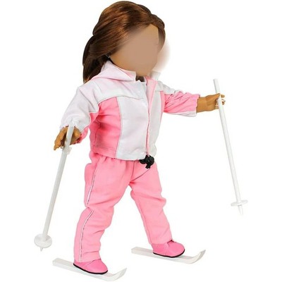 Dress Along Dolly Winter Skiing Doll Clothes for 18" Dolls- 6 Piece Snow Clothes Costume and Accessories Set - Christmas Gift for Kids, Girls & Boys