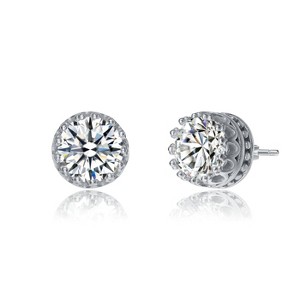 Guili 2.40ctw Lab-Created Moissanite Solitaire Princess Queen Crown Stud Earrings Elegant and Sparkling Jewelry for a Royal Touch - 1 of 3