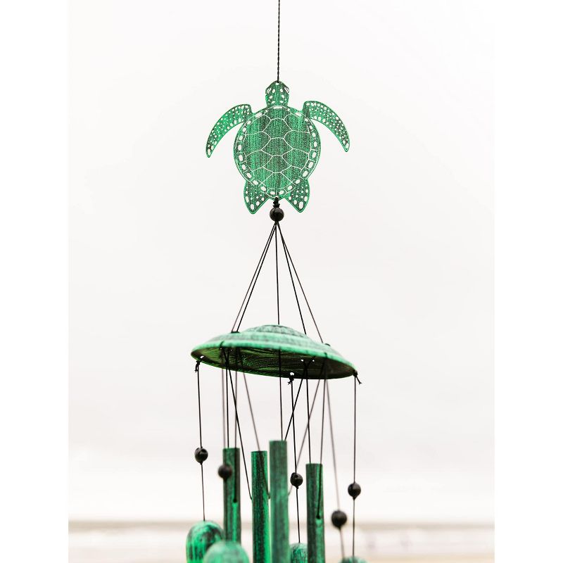Dawhud Direct 20" H Rustic Green Turtle Wind Chimes for Outside - Lawn Decoration, 4 of 7