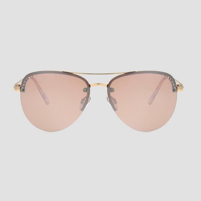 Women's Rhinestone Aviator Sunglasses - A New Day™ Pink