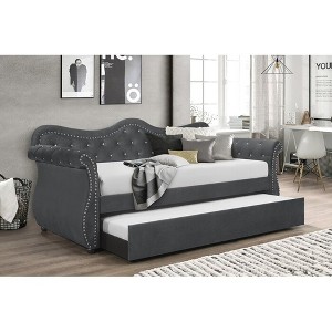Twin Size Upholstered Daybed with Trundle for Bedroom - 1 of 4