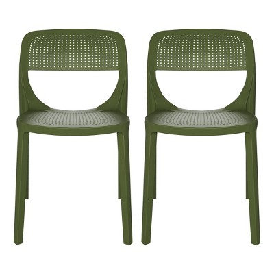 WestinTrends Playa Modern Stackable Plastic Resin Patio Dining Side Chair (Set of 2)